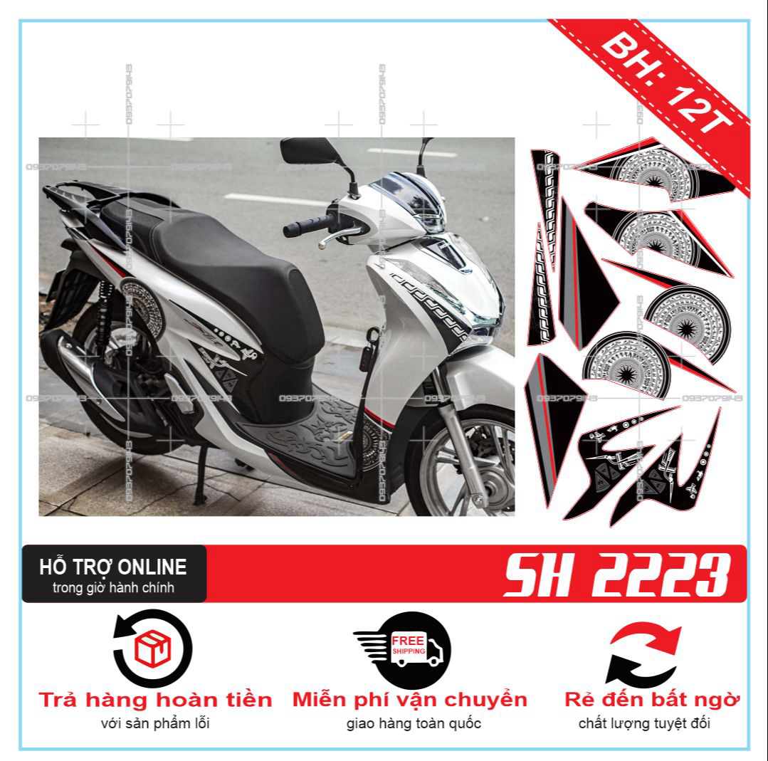 TEM RỜI TRỐNG ĐỒNG SH 2020 DÁN XE TRẮNG