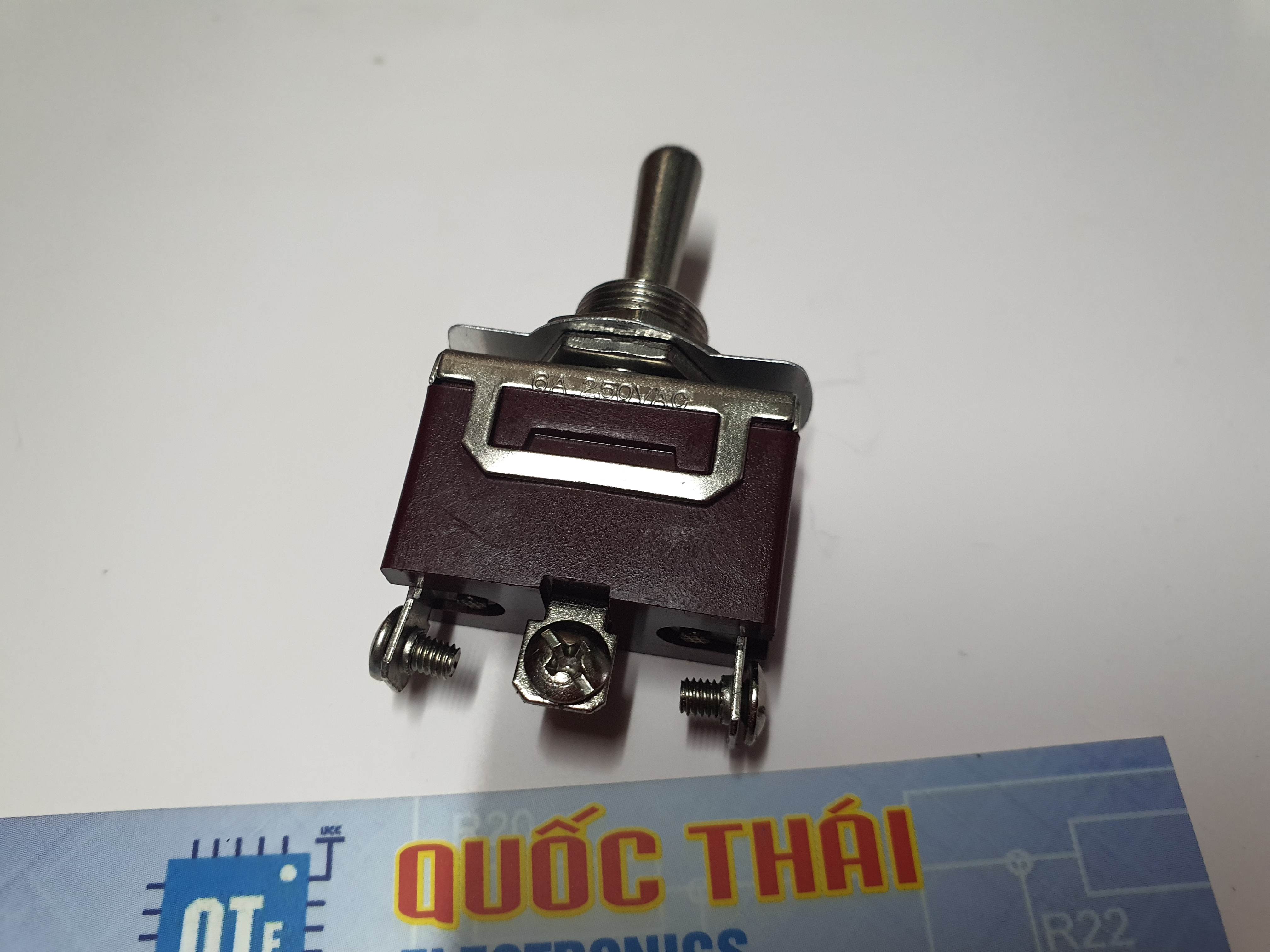 Công tắc gạt Inox nâu 2 chế độ 3 chân (6a)