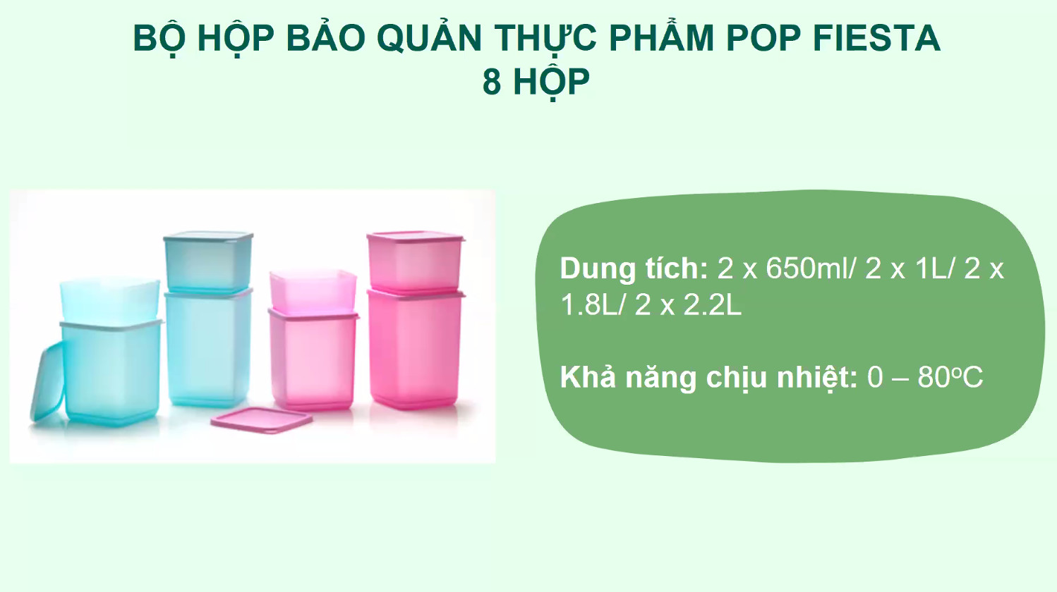 Bộ hộp bảo quản thực phẩm Tupperware Pop Fiesta (08 hộp)