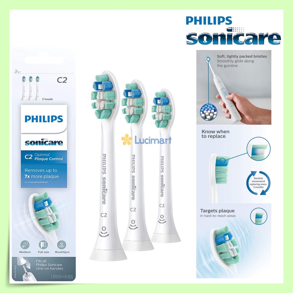 [Chính hãng có chíp]Đầu bàn chải điện Philips Sonicare C2 Optiaml