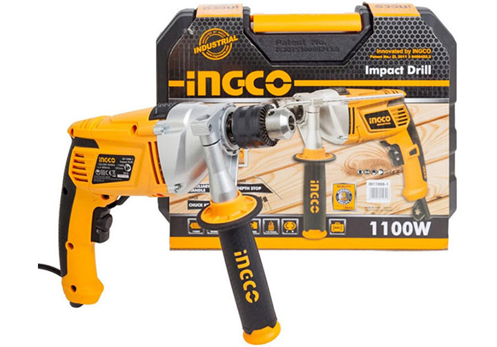Máy khoan búa dùng điện 1100W hiệu INGCO ID11008 với chuyển động quay về phía trước và phía sau