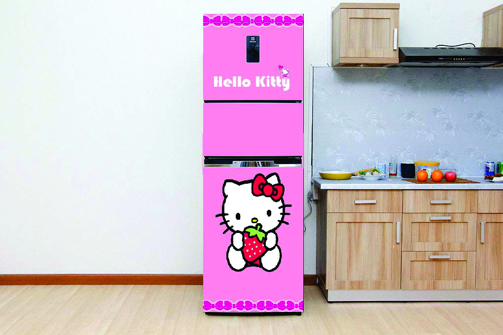 Decal dán tủ lạnh cao cấp - Mẫu Kitty siêu cute