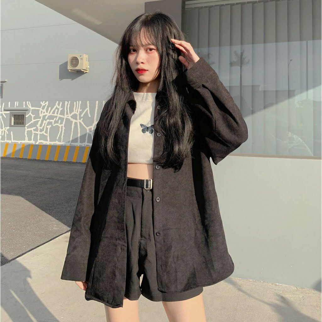 [HCM]Áo Sơ Mi Nhung nữ