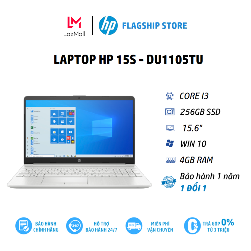 Bảng giá Máy tính xách tay HP 15s-du1105TU, Core i3-10110U,4GB RAM,256GB SSD,Intel Graphics,15.6HD Phong Vũ