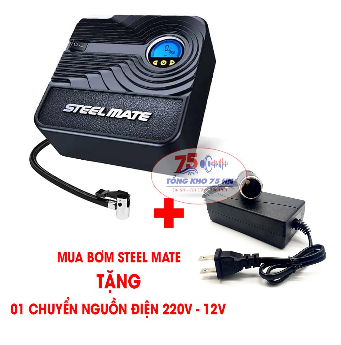Bơm lốp ô tô Steelmate P05-Bơm lốp tự ngắt thông minh-Tặng chuyển nguồn điện 220v-12v
