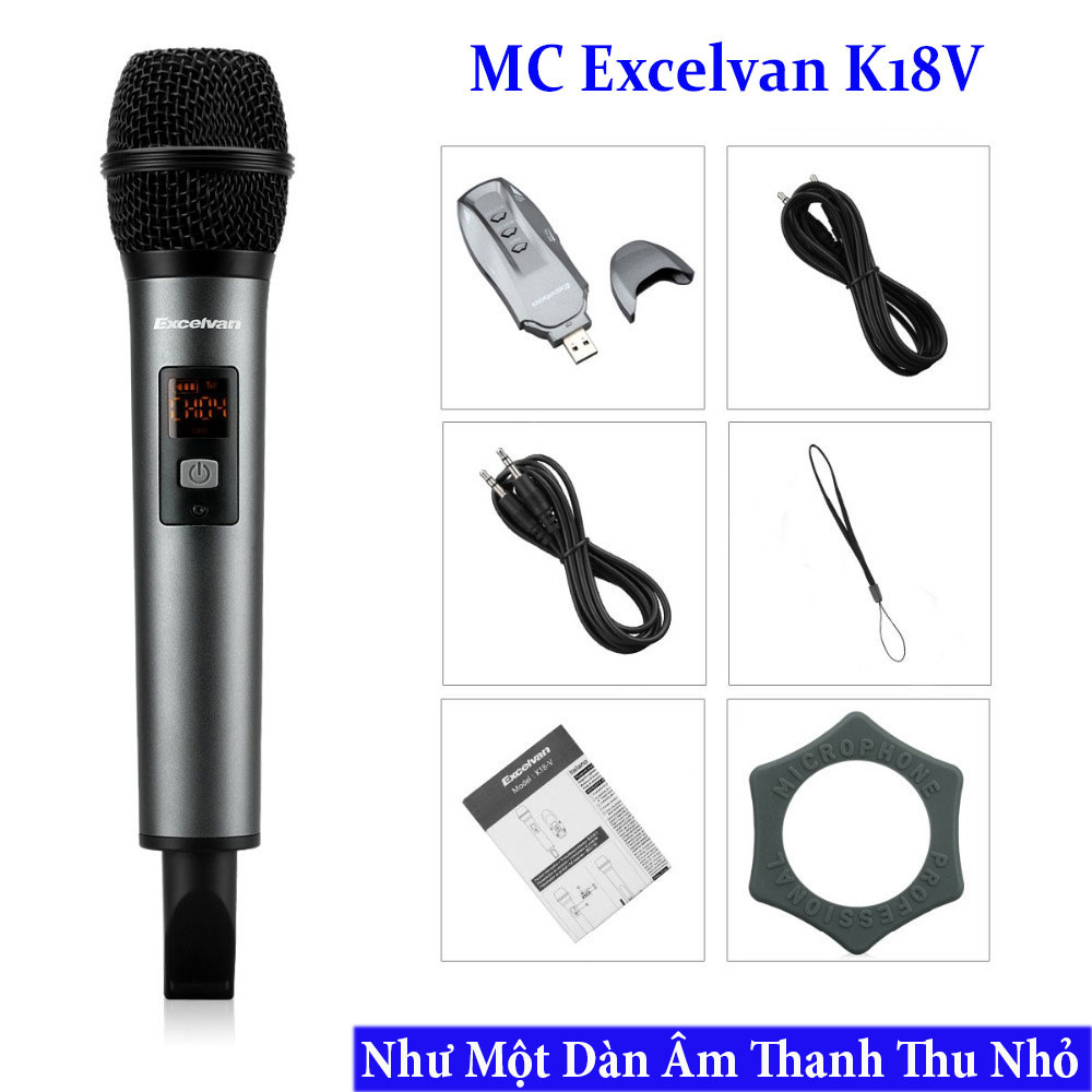 [HCM][ SIÊU SALE ] Dàn âm thanh Karaoke Thu Nhỏ Micro Không Dây Karaoke Gia Đình Excelvan K18V Cao Cấp Sóng VHF Âm Thanh Hifi-Hát Hay Nhât Micro Thuyết Trình Không Dây Micro Bluetooth Kết Nối Loa Di Động-Loa Oto Âm Thanh Trong Sáng Màn Hình LED