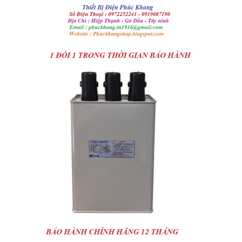 Tụ bù công suất phản kháng cos phi tiết kiệm điện 3pha 440v, 10kvar Mikro-MMS-445010KT-10kvar-tụ dầu