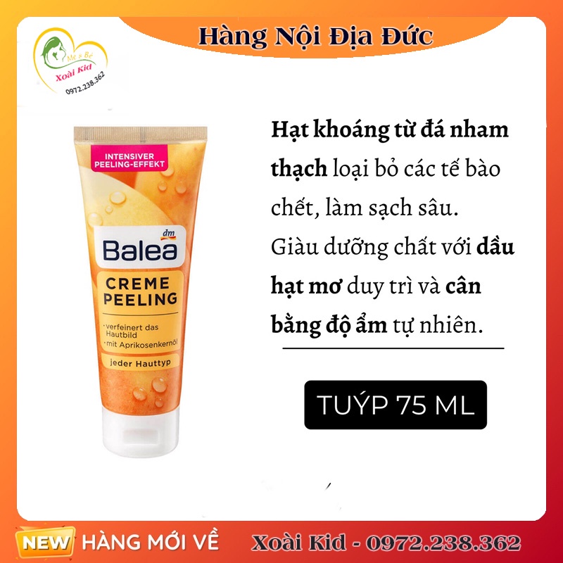 [Hàng nội địa Đức Đủ Bill]Tẩy da chết mặt Balea 75ml