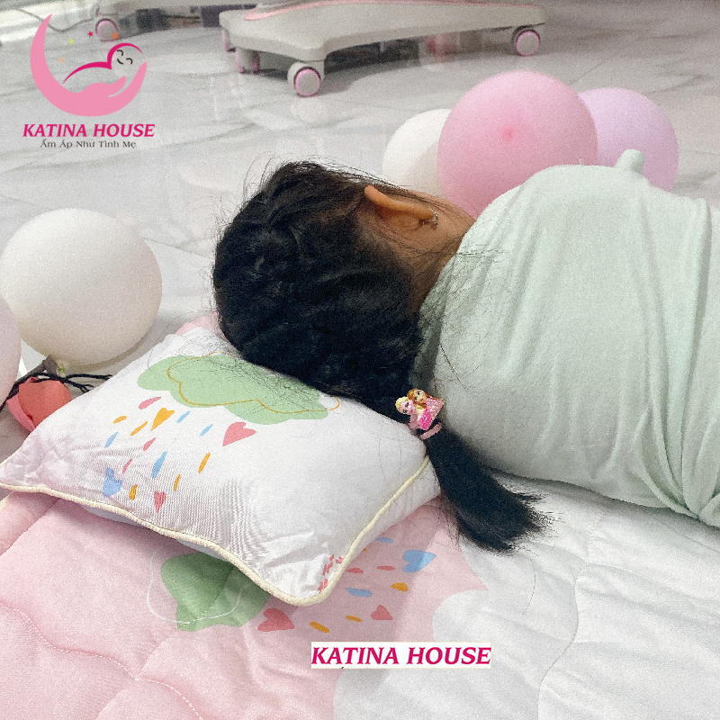 Bộ gối nệm cho bé đi học Katina House, vải Tencel cực mềm mát, họa tiết đáng yêu, nhiều kích cỡ