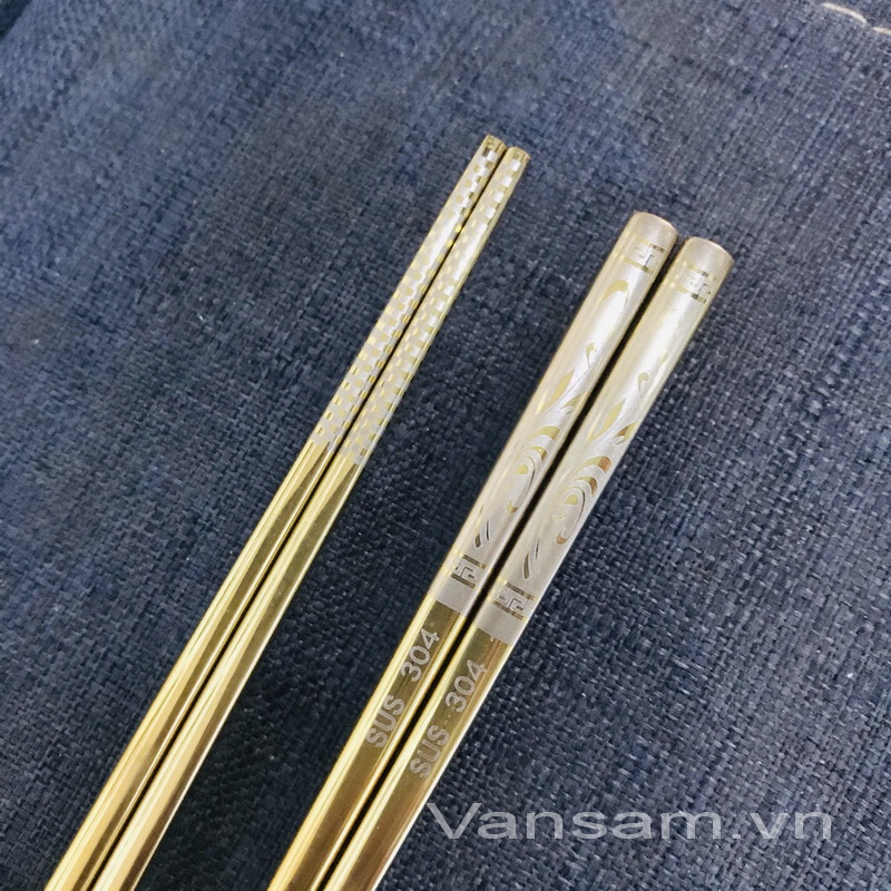 [HCM]Bộ 10 đôi đũa inox 304 vàng Hàn Quốc cao cấp