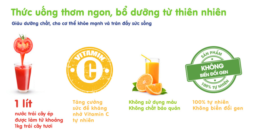 Thùng 12 hộp Nước Vfresh cam ép Necta 50% Hộp giấy 1L