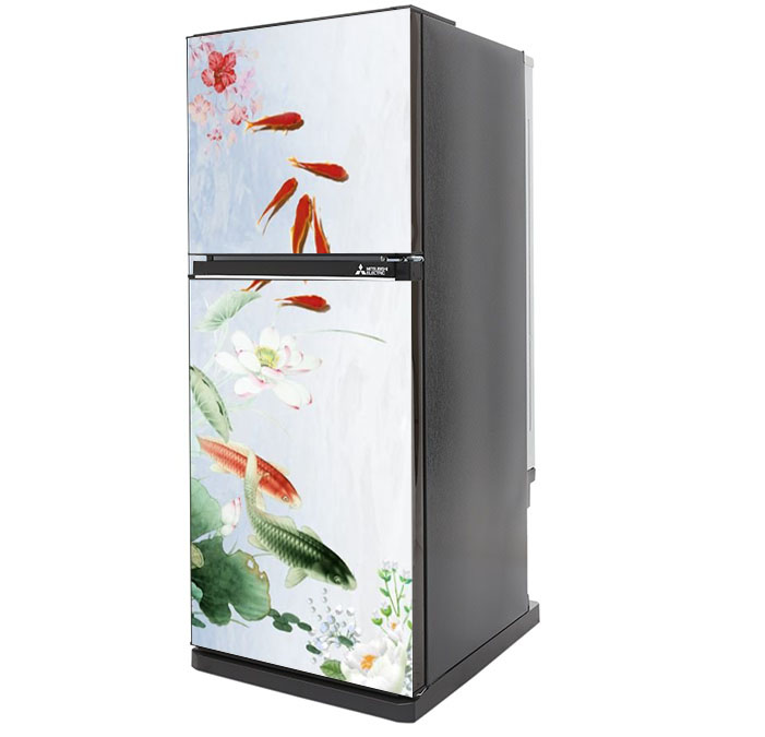 [HCM]Decal dán trang trí tủ lạnh siêu đẹp Cá chép 02. Decal in trên chất liệu PVC có keo sẵn ở mặt sau chỉ cần lột ra và dán.