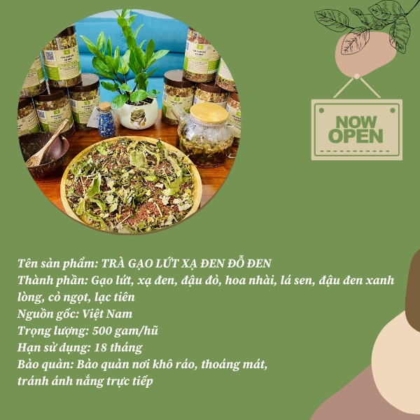Trà Gạo Lứt Xạ Đen Đậu Đen Lứt Farm