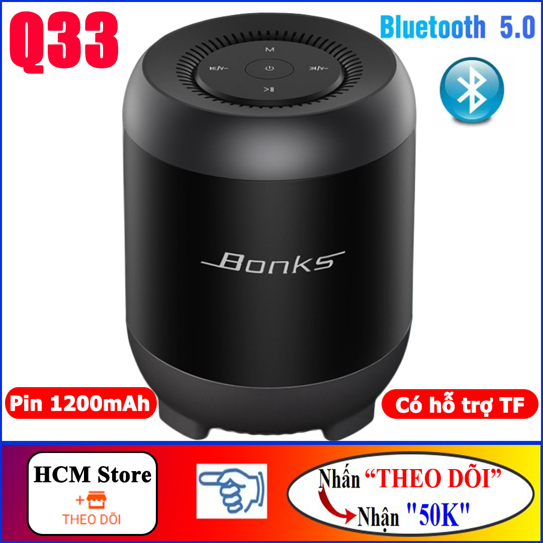 Loa Bluetooth Q33 âm vòm 6D siêu BASS âm thanh HiFi, Pin TRÂU 1200mAh sử dụng lên đến 20h