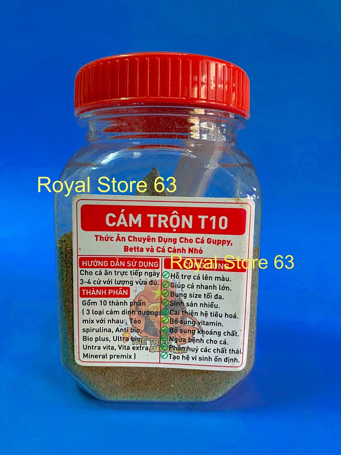 Cám trộn T10 10 thành phần cám dinh dưỡng cho betta guppy betta cá nhỏ mau lớn ít bệnh không đục nướ