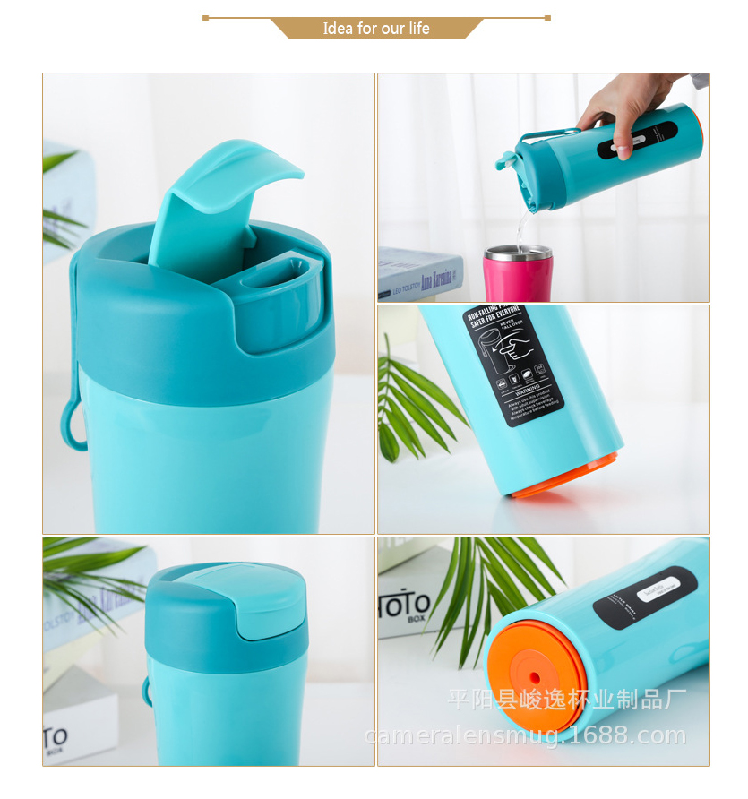 Bình uống nước, ly chống đổ ngã inox 350ml