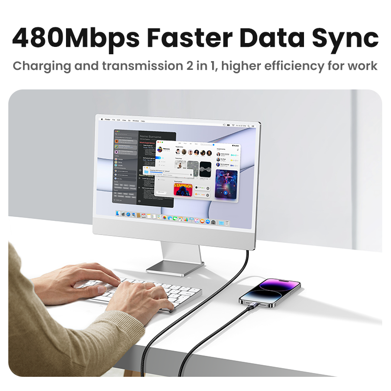 Cáp USB UGREEN MFi cho iPhone 14 Plus  iPhone 14 Pro Max 13 Pro Max, 12 Pro Max X XR 11 2.4A Cáp Lightning sạc nhanh Cáp dữ liệu USB Cáp sạc điện thoại Model:60156