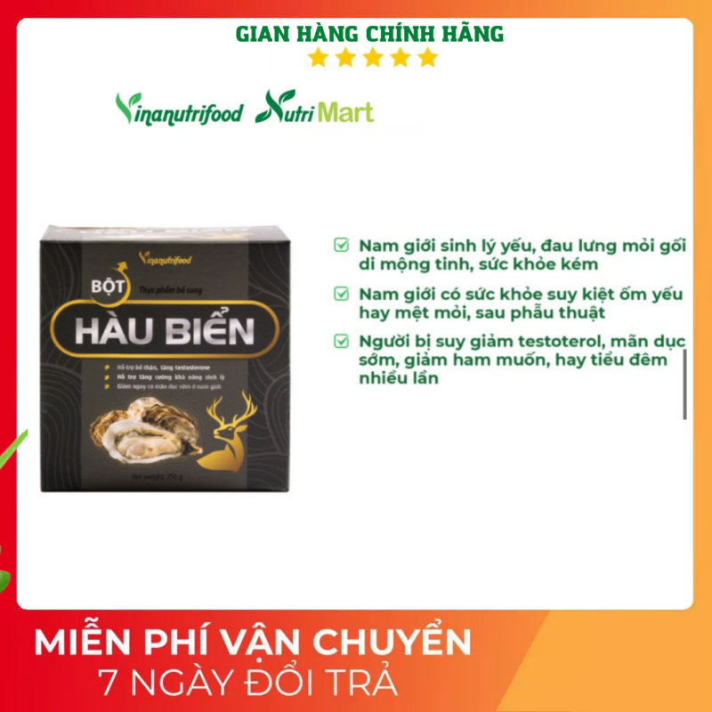 Bột hàu biển Vinanutrifood giàu acid amin kích thích sản sinh testosterone cải thiện chức năng sinh lý, tăng cường sức đề kháng nâng cao đời sống vợ chồng