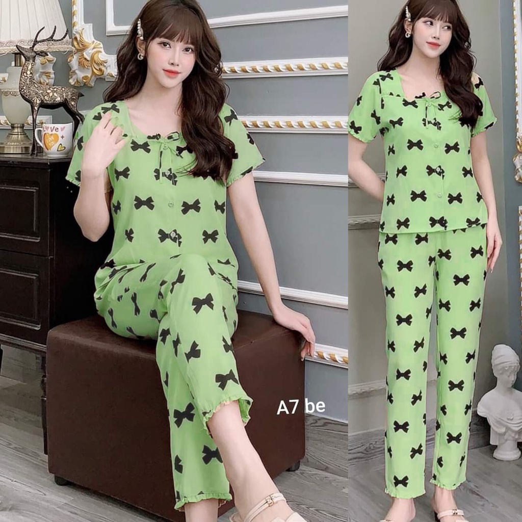 SET LỤA NƠ QUẦN LỬNG  MẶC NHÀ - LUADAI79