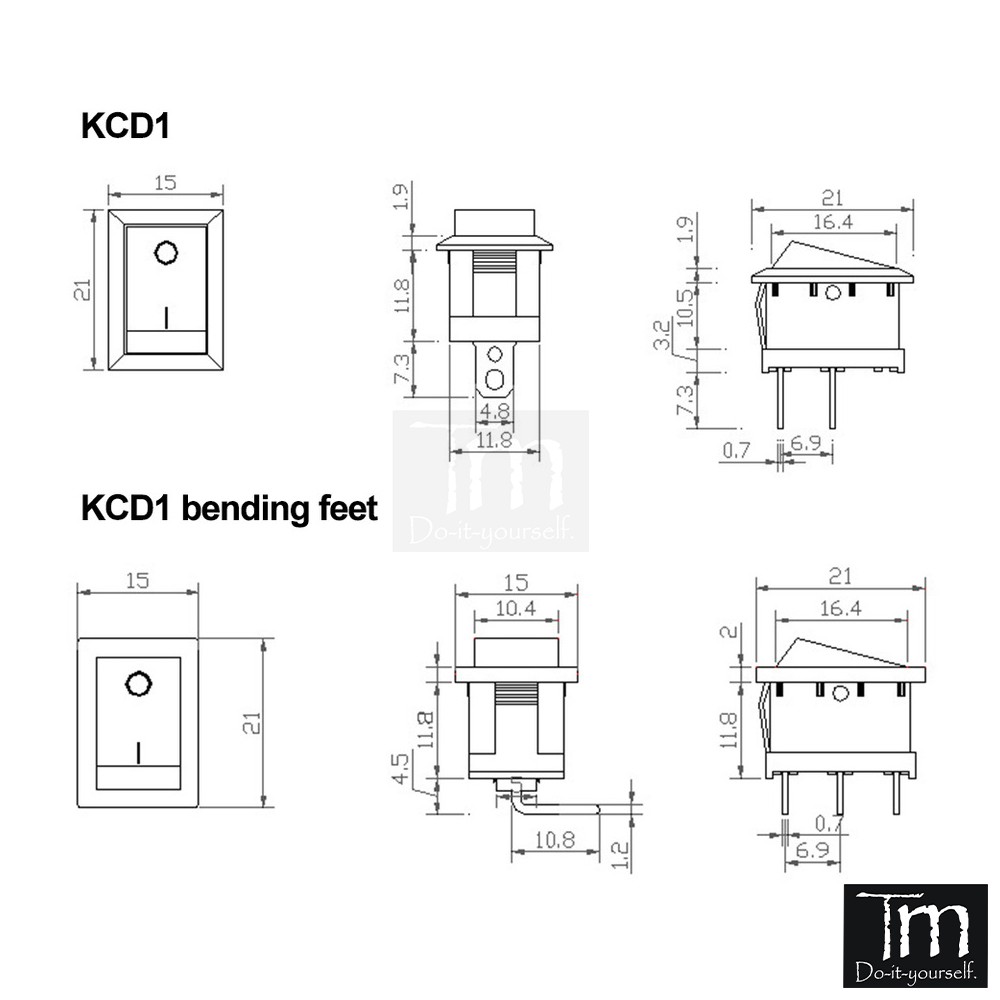 Công Tắc KCD1-11-2P 21x15mm(2 chiếc)
