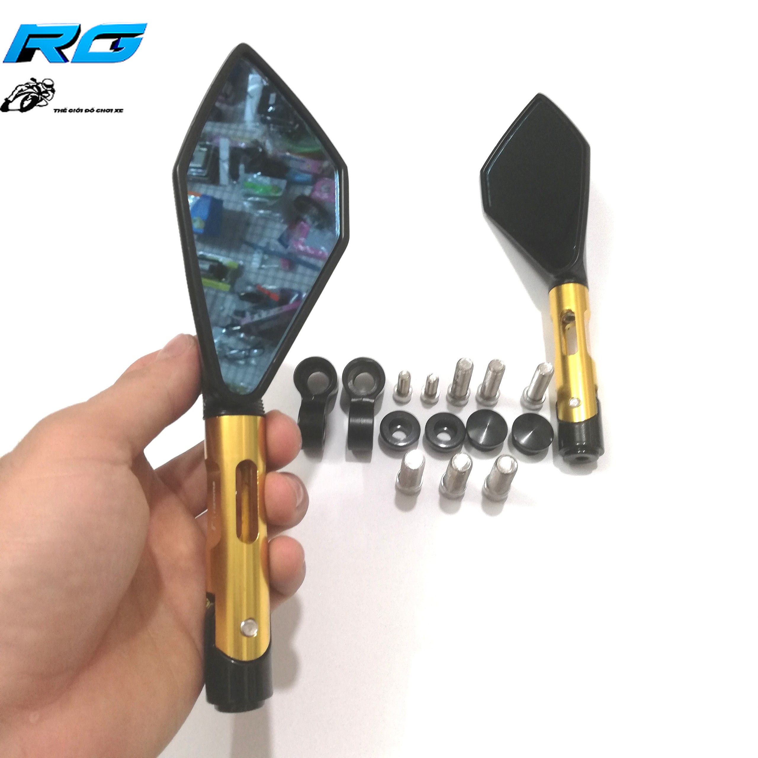[HCM]Gương Chiếu Hậu Rizoma 5 Cạnh L2 - Màu Gold(1 Cặp)