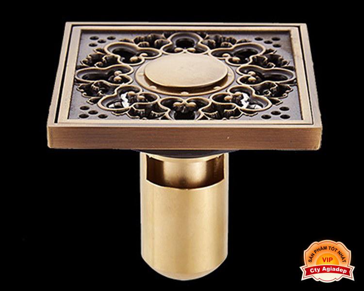 Thoát sàn ngăn mùi (dạng phễu nước) Tân Cổ Điển (10x10cm) - Hợp kim đồng - Hàng Cao cấp ITALIA của Agiadep