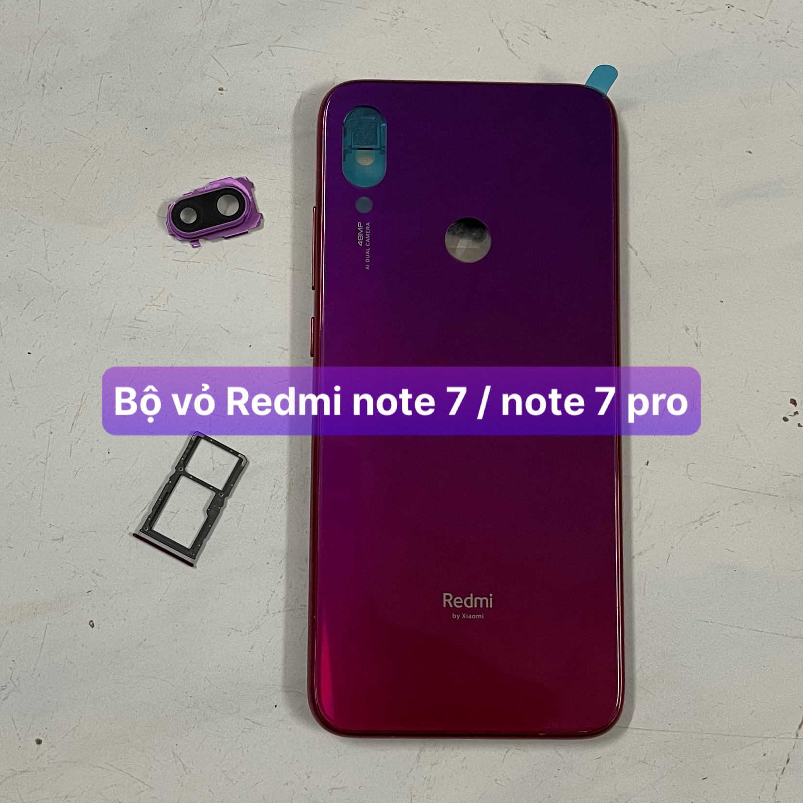 Bộ vỏ Redmi note 7 / note 7 pro kèm khay sim và kính camera