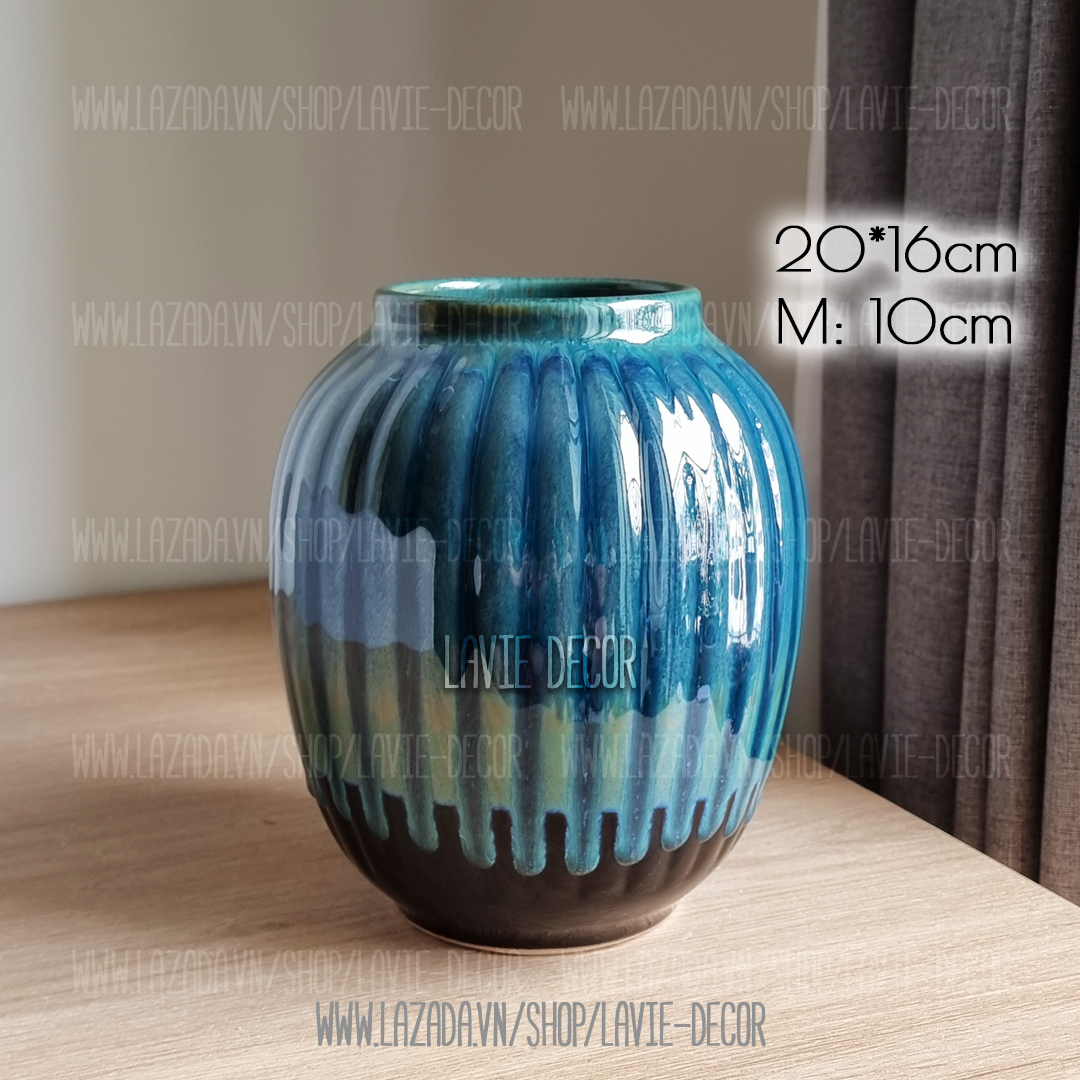 Lọ hoa gốm sứ men hỏa biến vân đá Bát Tràng
