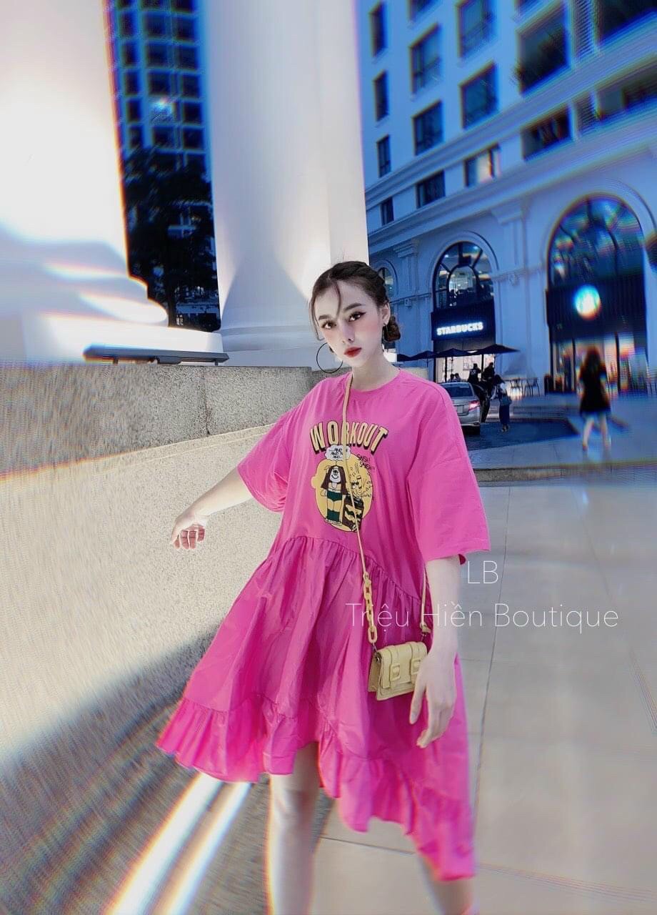Đầm oversize, bầu bì bon chen thoải mái (dưới 65kg)