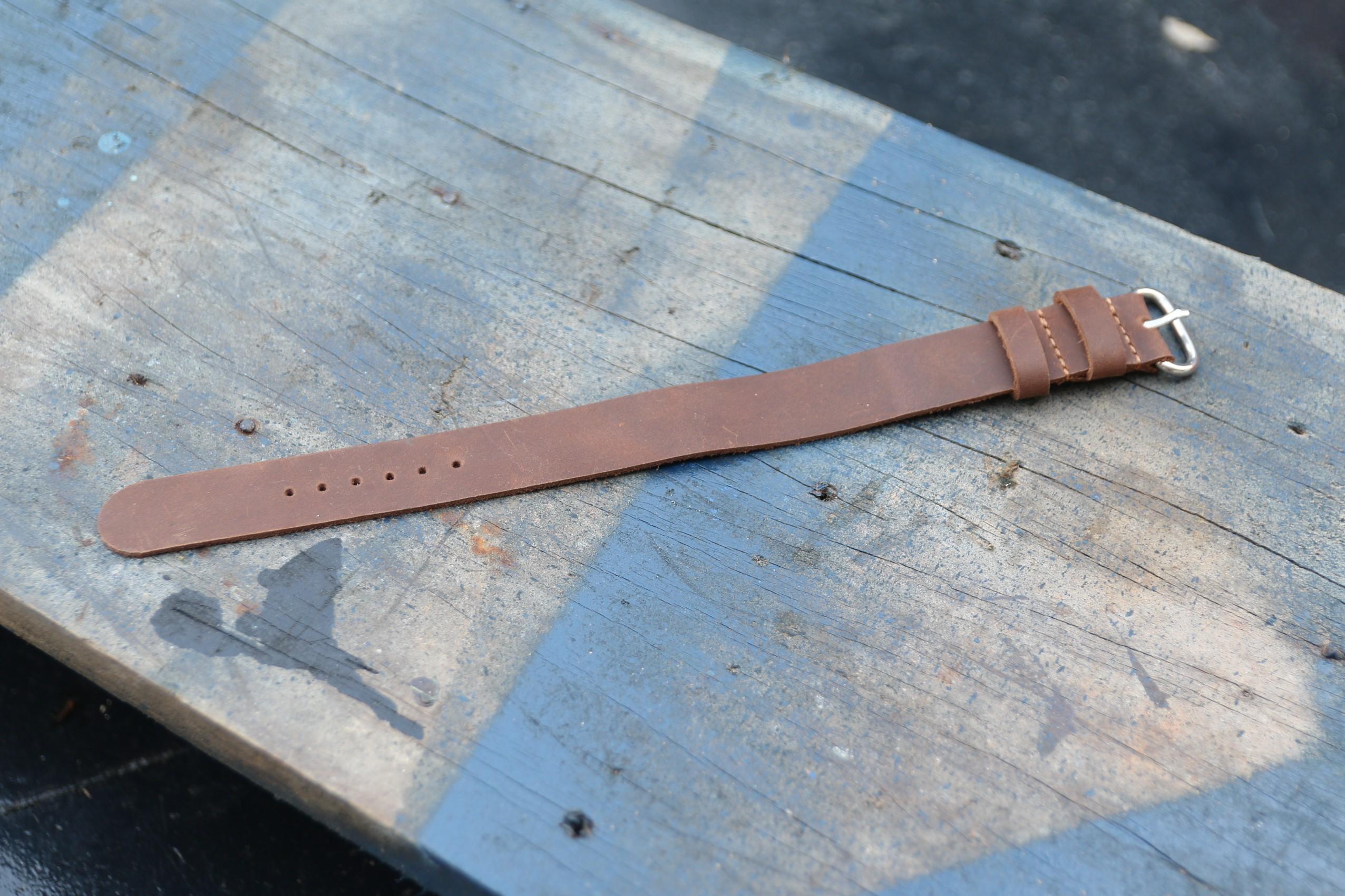 [HCM]Dây đồng hồ Nato da bò sáp handmade