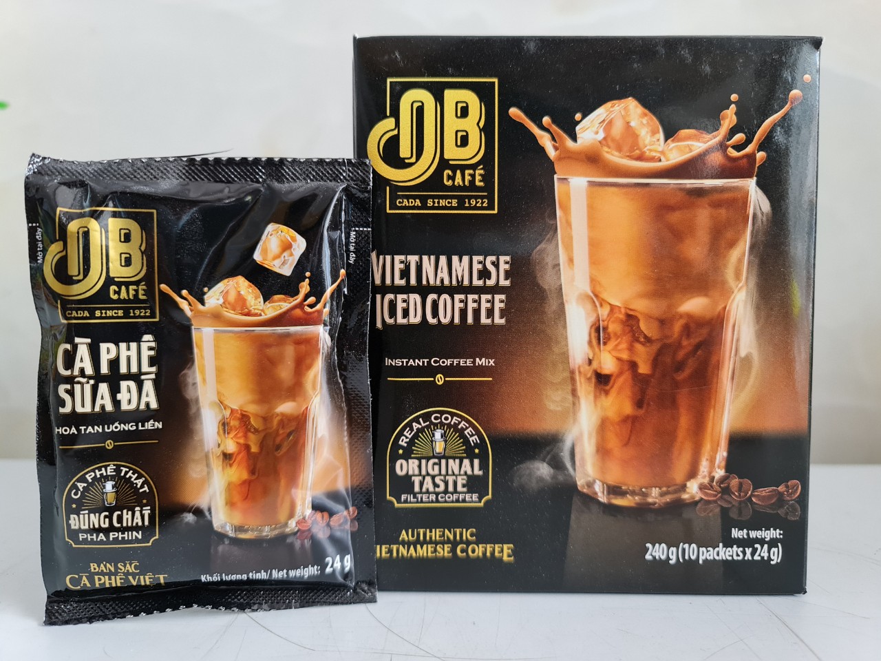 [HỘP 10 gói x 24g] CÀ PHÊ SỮA ĐÁ HÒA TAN [VN] ÔNG BẦU Instant Coffee Mix