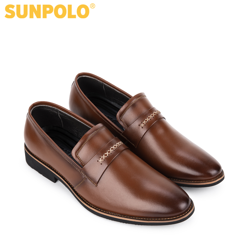 Giày tây công sở nam da bò SUNPOLO SPH295 (Bò, Nâu)