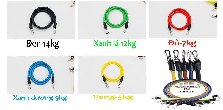 Bộ Dây Tập Thể Dục Ngũ Sắc 11 Món Tập Full Body