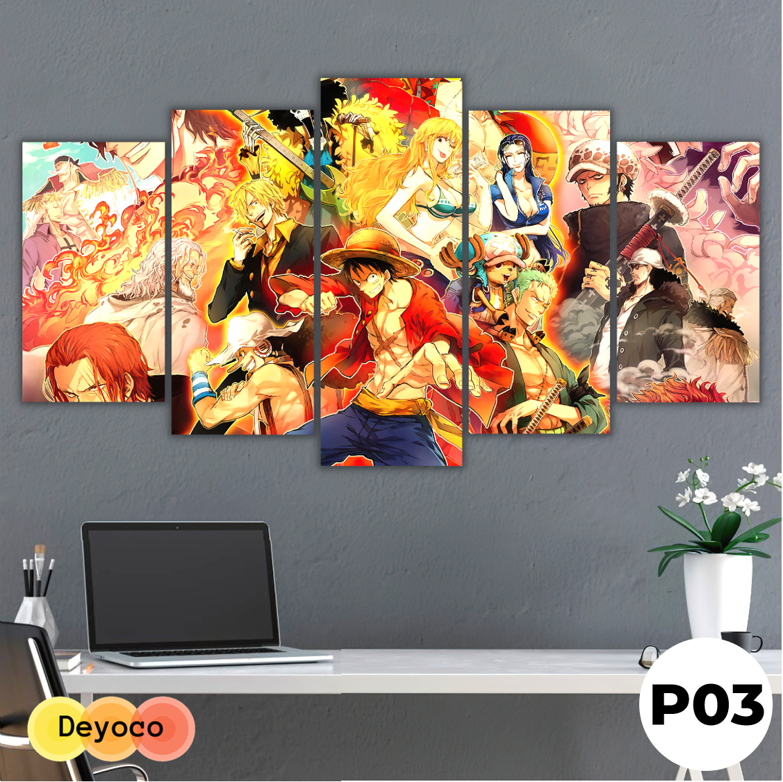 Bộ 5 tranh dán tường one piece P03