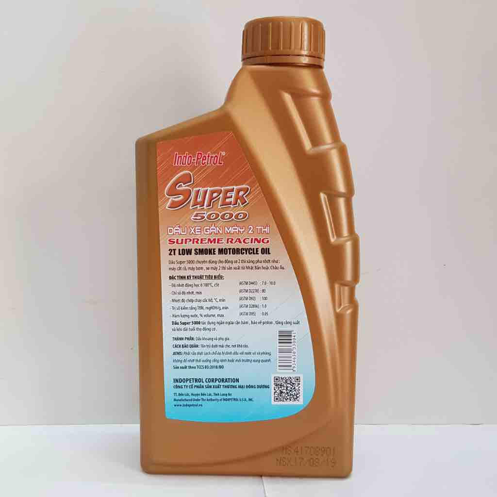 Dầu nhớt thơm pha xăng 2 thì INDO PETRO SUPER 5000 2T( pha xăng có mùi thơm cho động cơ xe máy 2 kì)