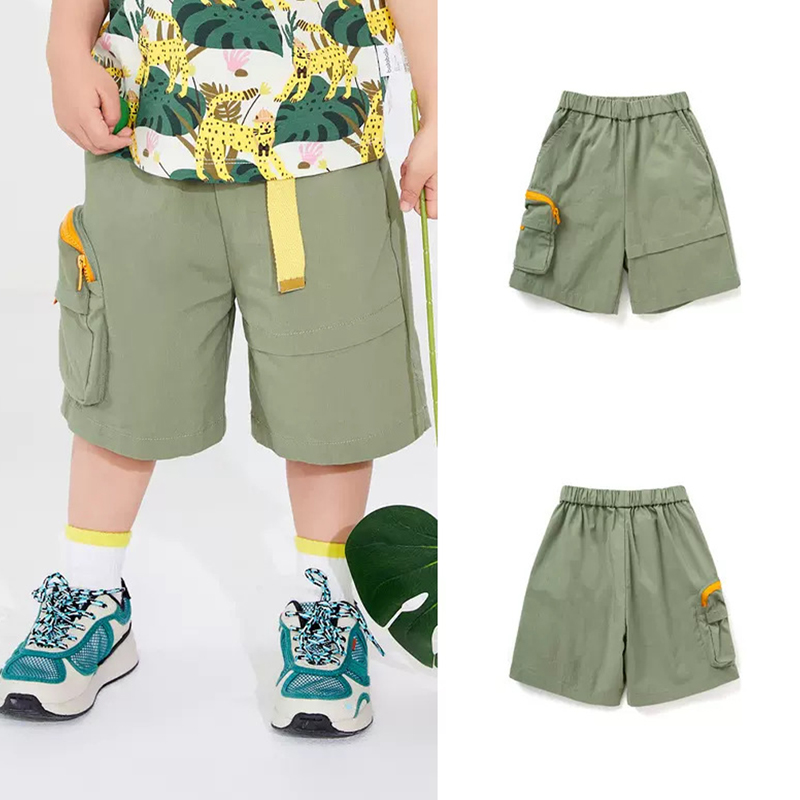 Children's pants babylovego boy shorts khaki fabric soft smooth breathable cool