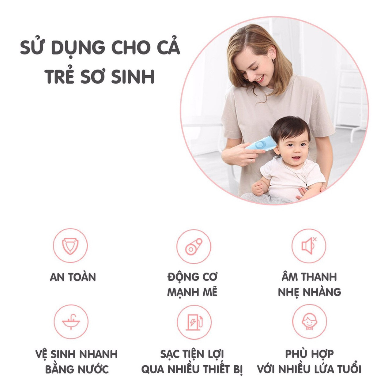 Tông đơ cắt tóc trẻ em an toàn Doux BéBé