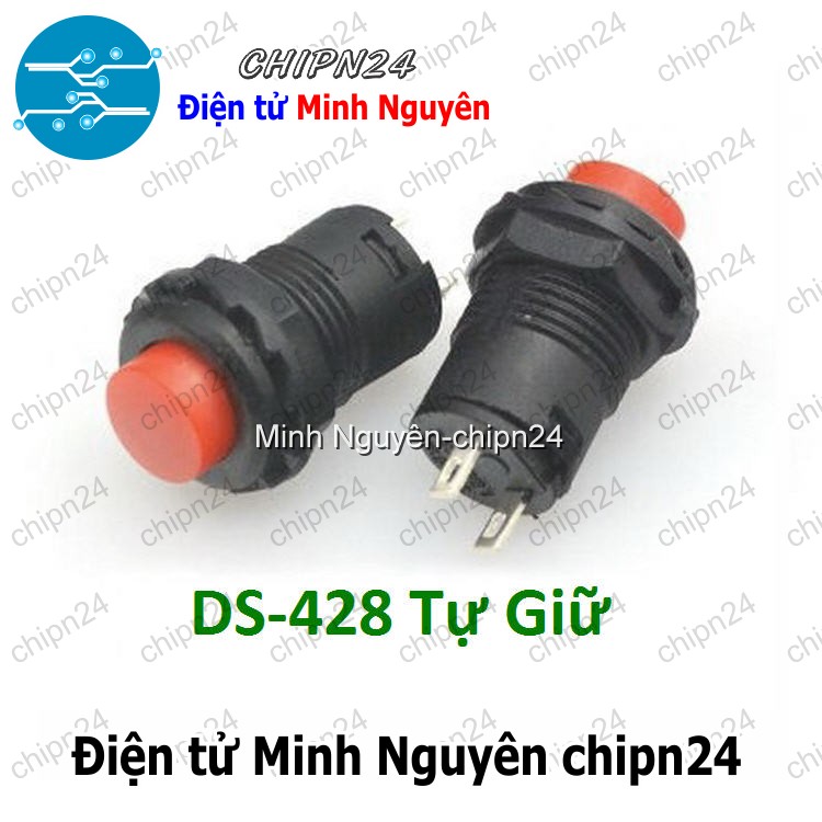 [2 cái] (G3) Nút nhấn Tự Giữ DS-428 Đỏ (Đường kính 12MM)