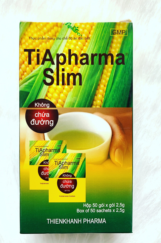[Date 2026] Đường ăn kiêng cho người tiểu đường Đường Bắp Ăn Kiêng Aspartam TiApharma Slim (125g / Hộp/50 Gói) - Đường bắp Tiapharma Slim