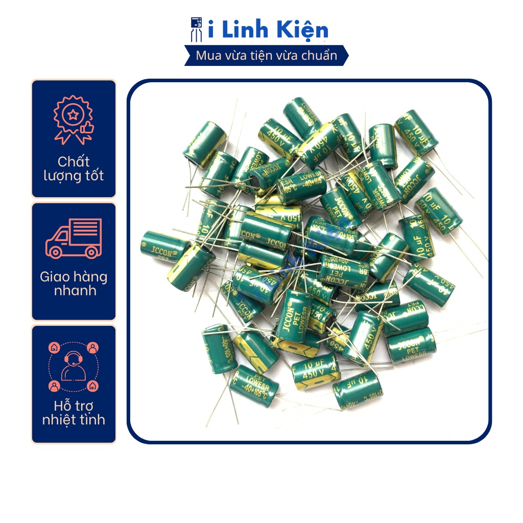 Tụ hóa 10UF 450V chất lượng tốt combo 10 con.