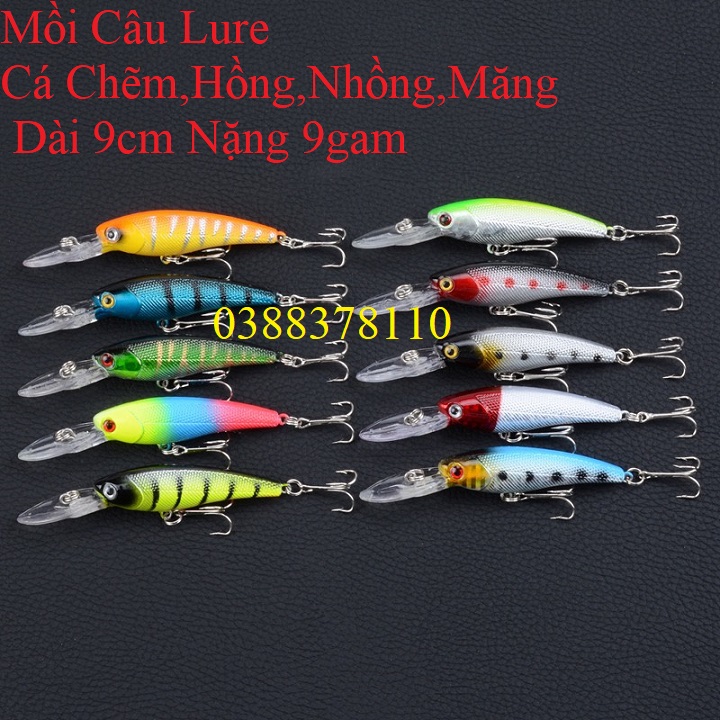 Mồi Câu Lure Cá Chẽm, Hồng, Nhồng, Măng Dài 9cm Nặng 9gam