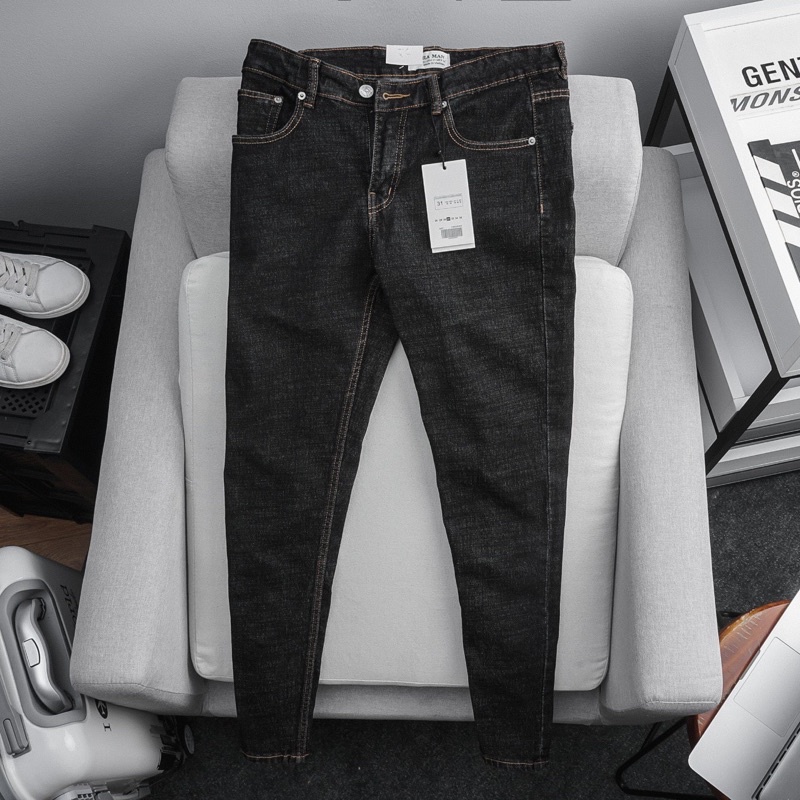 Quần jean nam vnxk le11-429 xanh trơn co gian