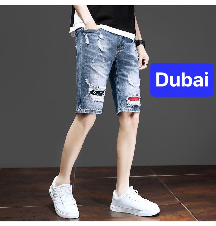 QUẦN SHORT SỌT LỬNG JEAN NAM CHẤT BÒ XANH LÓT VẢI ĐỎ ĐEN NHẬT BẢN PHONG CÁCH SOÁI KA HK-956 DUBAI FASHION