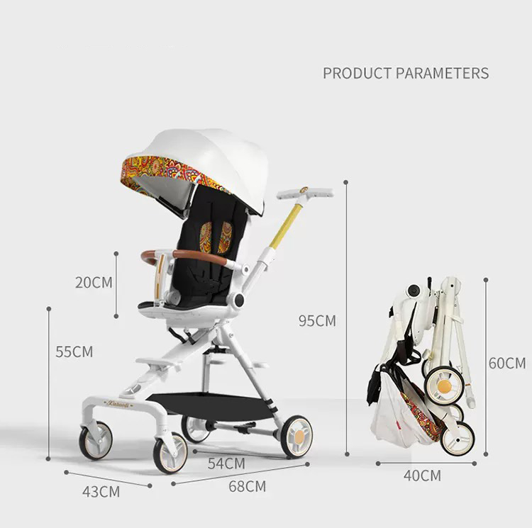 Xe đẩy du lịch cho bé RongBin 2 chiều ngã lưng 3 cấp độ ghế xoay 360 độ gấp gọn dành cho bé từ 0 đến 6 tuổi
