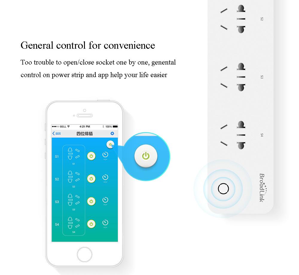 Ổ cắm điều khiển từ xa wifi Broadlink MP1 - 4 socket