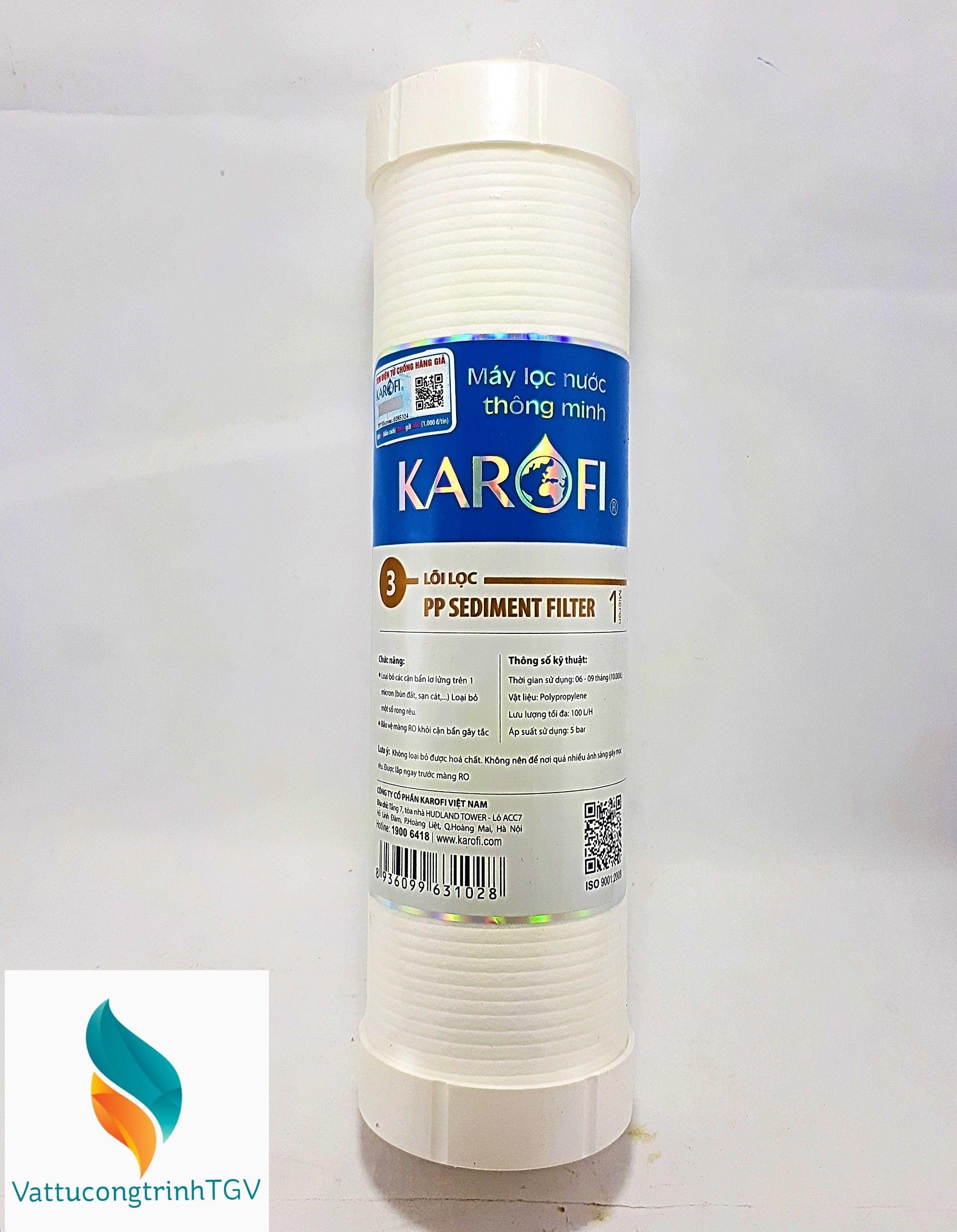 Lõi lọc số 3 - PP 1 MICRON cho máy lọc nước KAROFI - công ty