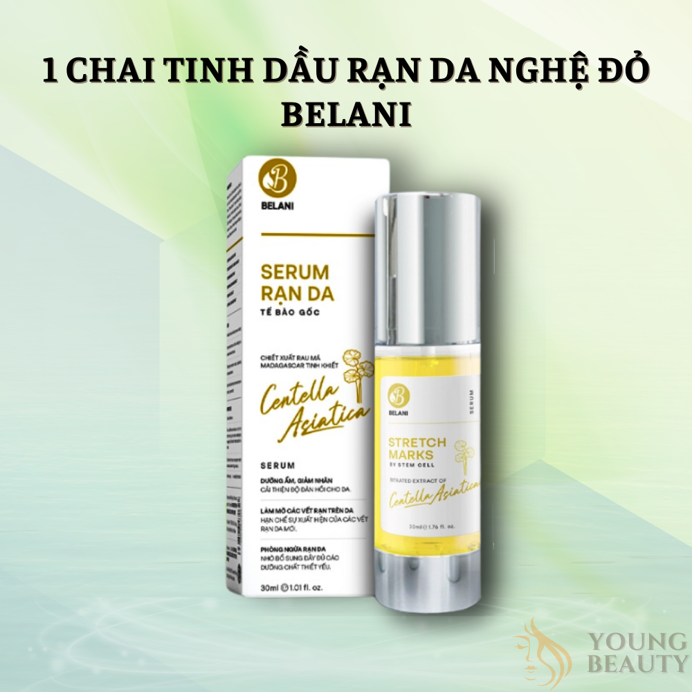 Tinh dầu rạn da nghệ đỏ belani - tinh dầu belani giảm rạn cũ, ngừa rạn mới, cải thiện độ đàn hồi cho da - young beauty