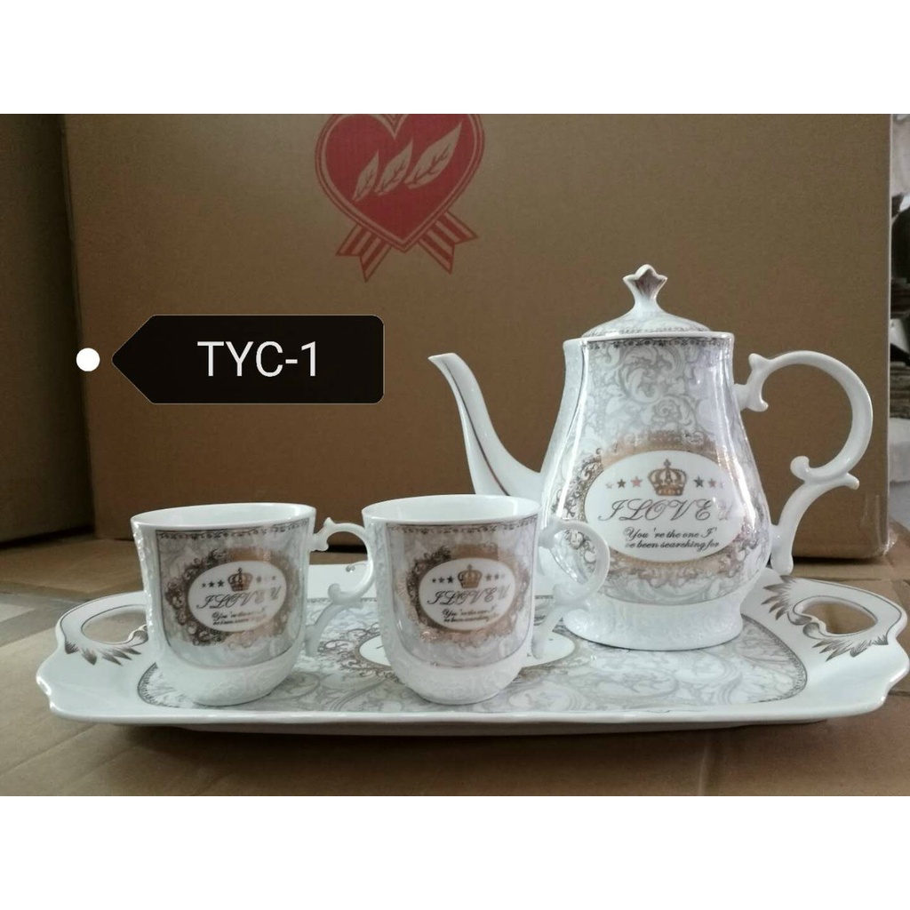 Bộ uống trà,ấm chén kèm khay gốm sứ giang tây cao cấp