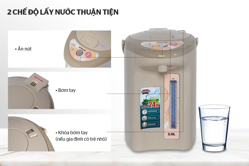 Bình thủy điện 3L sunhouse SHD1530
