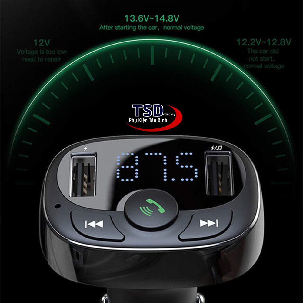[HCM]Củ Sạc Xe Hơi Đa Năng Baseus S-09A (3.4A Dual USB PortBluetooth MP3 TF Card/FM)